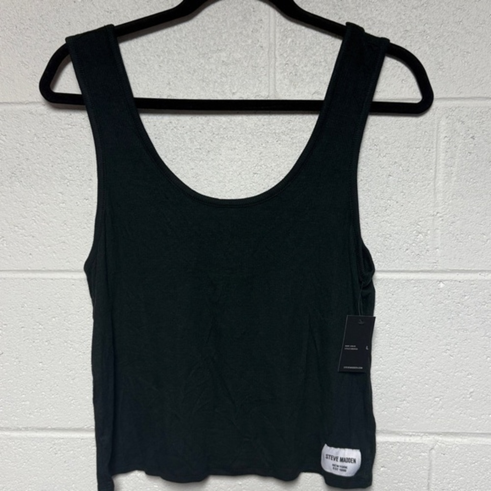 Steve Madden Black Ribbed Tank Top